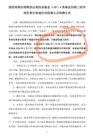 白银LOF暂停买卖一天，石油LOF限购两元