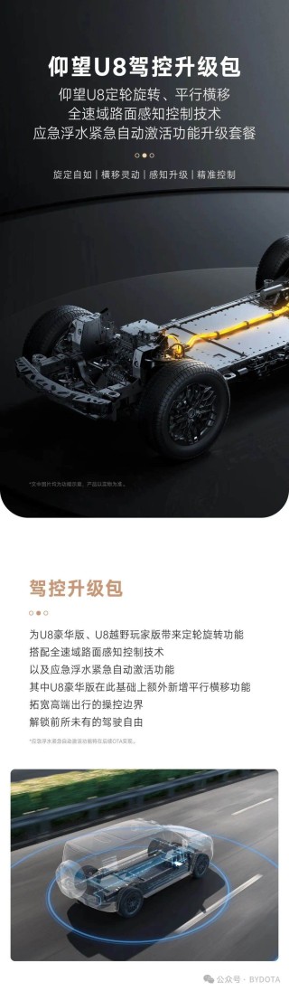 比亚迪上线驾控升级服务：1399元，支持仰望U8新老车型
