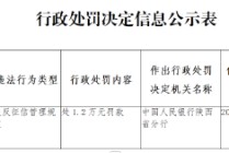西安长安新华村镇银行因违反征信管理规定被罚1.2万元