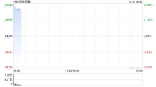快讯：恒指高开2.3%重回25000点 科指涨2.75% 科网股、汽车股普涨 AI应用股高开 智谱涨15%