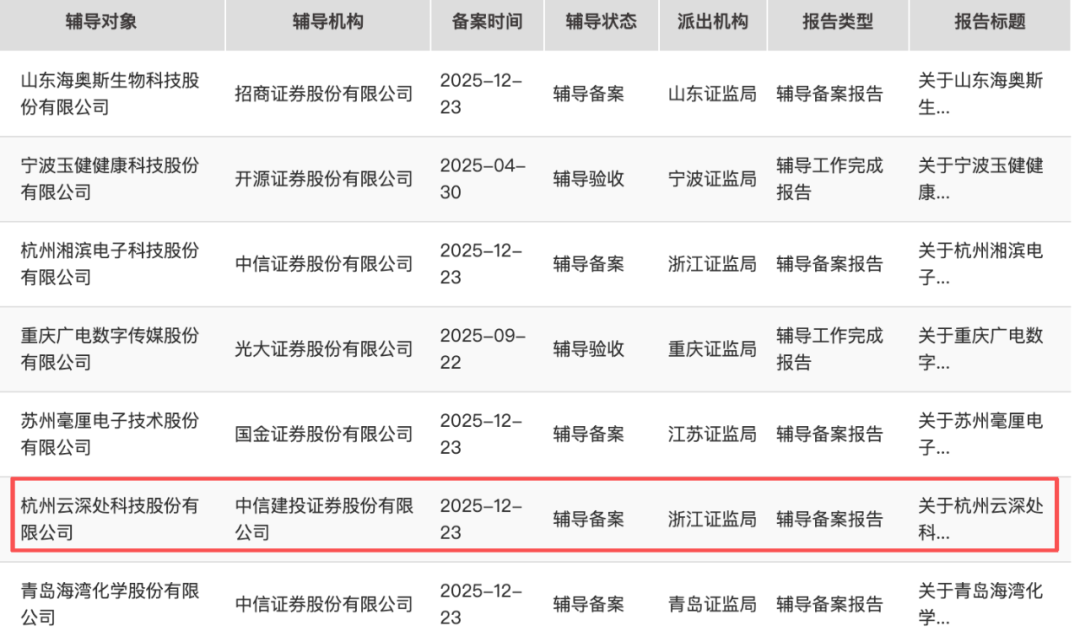 又一家“杭州六小龙”，云深处科技启动上市辅导  第1张