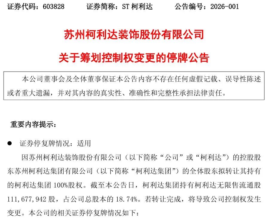 603828，筹划控制权变更，停牌！  第2张