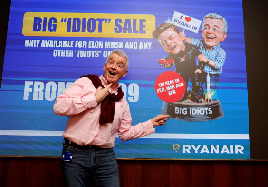 瑞安航空CEO奥利里乐见与马斯克的公开争执  第1张