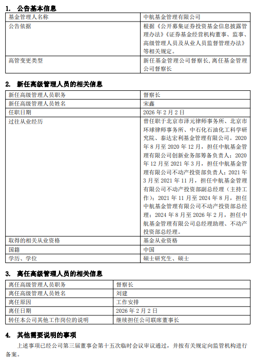 从不动产投资到合规掌舵：中航基金新任督察长宋鑫跨界晋升与治理深意  第1张
